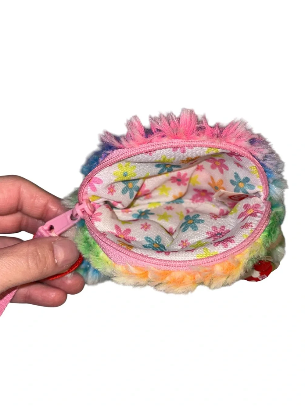 Ty Rainbow Poodle Plush Wristlet